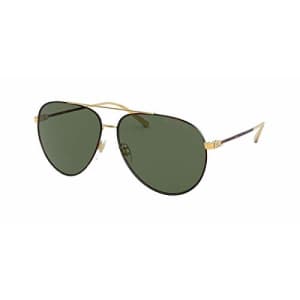 RALPH LAUREN Men's RL7068 Aviator Sunglasses, Havana On Shiny Gold/Bottle Green, 60 mm for $133
