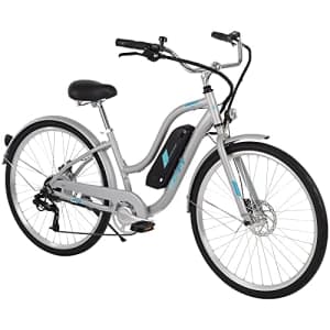 Huffy Everett + 27.5 Electric Comfort Bike for Women, Aluminum Frame, Silver, Pedal Assist up to 20 for $720