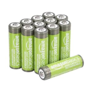 AmazonBasics Rechargeable AA NiMH High-Capacity Batteries 12-Pack for $12