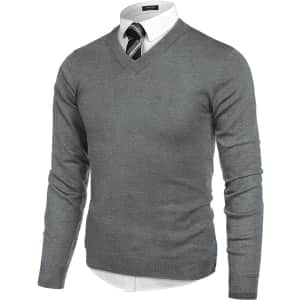 Coofandy Men's V-Neck Dress Sweater for $10