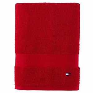 Tommy Hilfiger Modern American Solid Bath Towel, 30 X 54 Inches, 100% Cotton 574 GSM (Chinese Red) for $11