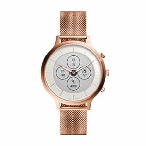 Fossil Women's Charter HR Heart Rate Stainless Steel Mesh Hybrid Smartwatch, Color: Rose Gold for $179