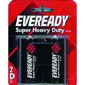 Eveready Super Heavy Duty D Zinc Carbon Batteries 2 pk Carded for $37