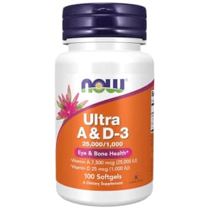 Now Foods NOW Supplements, Vitamin A & D3 25,000/1,000 IU, Eye Health*, Essential Nutrition, 100 Softgels for $10