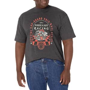 Nintendo Men's Big & Tall Checkered Passed T-Shirt, Charcoal Heather, X-Large Tall for $16
