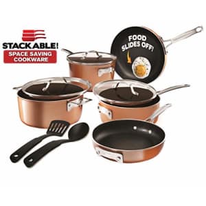 Gotham Steel Stackable Pots and Pans Stackmaster 10 Piece Cookware Set with Ultra Nonstick Cast for $119