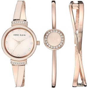 Anne Klein Women's Premium Crystal Accented Watch and Bangle Set for $34 Anne Klein Women's Premium Crystal Accented Watch and Bangle Set for $34