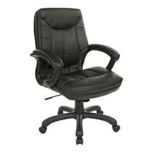 Office Star Bonded Leather Seat and Mid Back Executive's Chair with Padded Arms and Contrast for $224