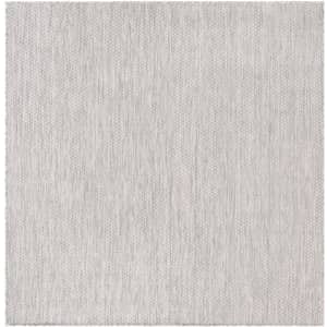 Unique Loom Outdoor Solid Collection Area Rug (6' 1" Square Light Gray/Ivory) for $60