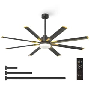 Amico Power Amico Ceiling Fans with Lights, 72 Inch Indoor/Outdoor Large Industrial Ceiling Fan with Remote for $160
