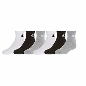 Champion unisex child Champion 6-pack in Quarter Or Low Cut Socks, 30, 9 11 US for $10