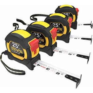 LEXIVON [4-Pack] 25Ft/7.5m DuaLock Tape Measure | 1-Inch Wide Blade with Nylon Coating, Matte for $38