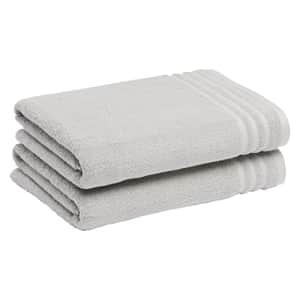 Amazon Basics Cotton Bath Towels, Made with 30% Recycled Cotton Content - 2-Pack, Light Gray for $18 Amazon Basics Cotton Bath Towels, Made with 30% Recycled Cotton Content - 2-Pack, Light Gray for $18