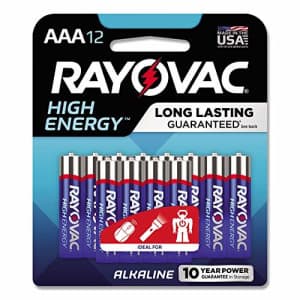 Rayovac RAY-O-VAC 82412CF Alkaline Batteries, AAA, 12/ Pack for $18