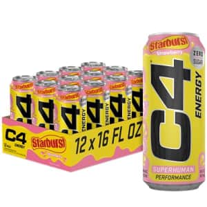 Cellucor C4 Energy Drink, STARBURST Strawberry, Carbonated Sugar Free Pre Workout Performance Drink for $42