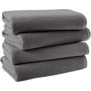 Amazon Aware 100% Organic Cotton Ribbed Bath Towels - Bath Towels, 4-Pack, Dark Gray for $37
