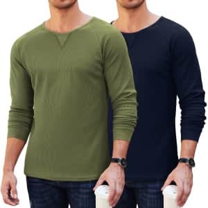 Coofandy Men's Waffle Knit Shirt 2-Pack for $13