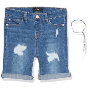 DKNY Girls' Classic 5-Pocket Denim Shorts, Blue Sky for $35