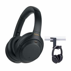 Sony WH-1000XM4 Wireless Noise Canceling Over-Ear Headphones (Black) Knox Gear Headphone Hanger for $348