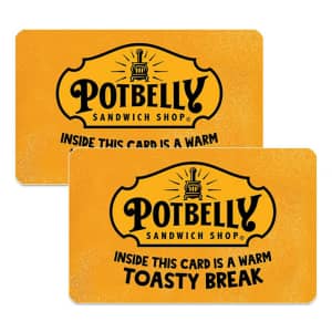 $50 Potbelly Sandwiches Gift Card for $37 $50 Potbelly Sandwiches Gift Card for $37