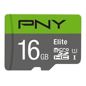 PNY Elite 16GB microSDHC Card, UHS-I, U1, up to 85MB/Sec (P-SDU16U185EL-GE) for $7