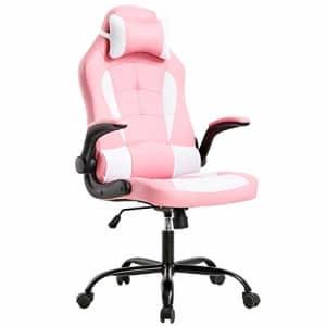 BestOffice Gaming Chair Office Chair Desk Chair with Lumbar Support Flip Up Arms Headrest Swivel Rolling for $80