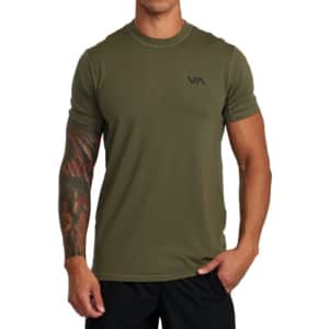 RVCA Men's Sport Vent Short Sleeve Crew Neck T-Shirt, Olive, XL for $33