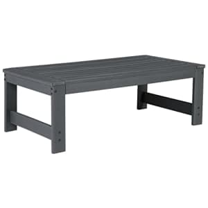 Signature Design by Ashley Amora Outdoor HDPE Patio Coffee Table, Charcoal Gray for $200