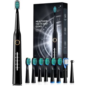 Sonic Electric Toothbrush with 8 Brush Heads for $12