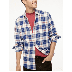 J.Crew Factory Men's Plaid Regular Flannel Shirt for $17