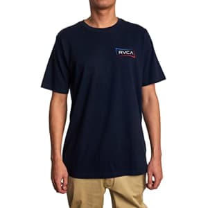 RVCA Men's Premium Red Stitch Short Sleeve Graphic Tee Shirt, Return/Navy, Small for $24