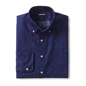 Lands' End Men's Pattern No-Iron Supima Pinpoint Button-Down Collar Dress Shirt for $15