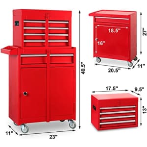 BIG RED ATBT2315R Torin 2 in 1 Rolling Tool Chest with 5 Drawers and Lockable Tool Storage with for $200