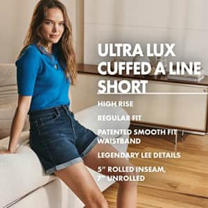 Lee Jeans Lee Women's Ultra Lux High Rise Cuffed A-Line Denim Shorts Ecru 14 M for $18