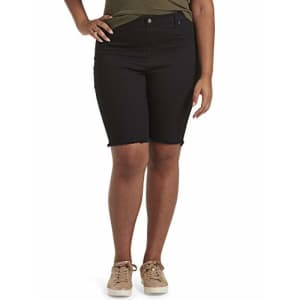 HUE Women's Ultra Soft Denim High Rise Bermuda Shorts, Black, M for $11