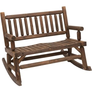 Outsunny 2-Person Fir Wood Rocking Chair for $145