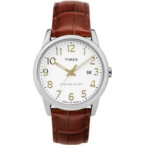Timex Men's Easy Reader Leather Strap 38mm Watch for $25