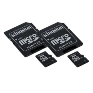 Transcend Motorola Droid X MB810 Cell Phone Memory Card 2 x 8GB microSDHC Memory Card with SD Adapter (2 Pack) for $18