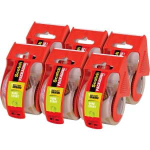 Scotch Sure Start 22.2-yard Shipping Packaging Tape 6-Pack for $14