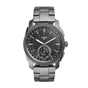 Fossil Men's Machine Stainless Steel Hybrid Smartwatch, Color: Smoke (Model: FTW1166) for $240