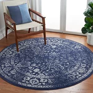 Safavieh Adirondack Collection Area Rug - 4' Round, Navy & Ivory, Oriental Distressed Design, for $38