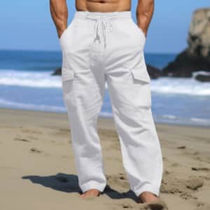 Men's Linen Cargo Pants for $13