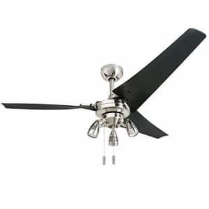 Honeywell 50611 Phelix High Power Ceiling Fan, LED 56" Industrial, 3 Black ABS Blades, Brushed for $106