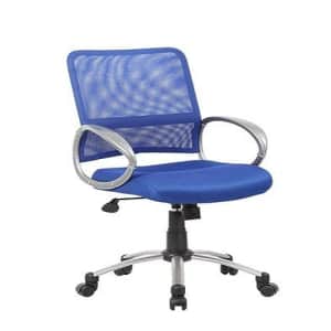 Boss Office Products Mesh Back Task Chair with Pewter Finish in Blue for $86