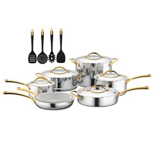 NutriChef Kitchenware Pots & Pans Set - 16-Piece Set Clad Kitchen Cookware with Nylon Utensils, Fry for $239