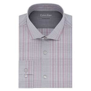 Calvin Klein Men's Dress Shirt Xtreme Slim Fit Thermal Stretch Check, Red Multi, 18"-18.5" Neck for $14