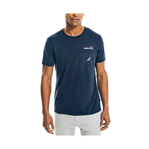 Nautica Men's Sustainably Crafted J-Class Logo Puff Graphic T-Shirt,Navy Seas,S for $15