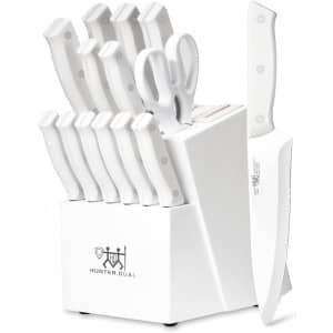 15-Piece Kitchen Knife Set with Block for $24