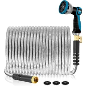 100-Foot Stainless Steel Water Garden Hose for $28