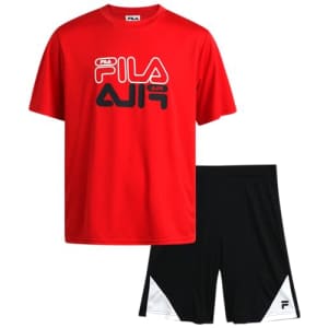 Fila Boys' Active Shorts Set - 2 Piece Dry Fit T-Shirt and Performance Gym Shorts - Activewear for $11